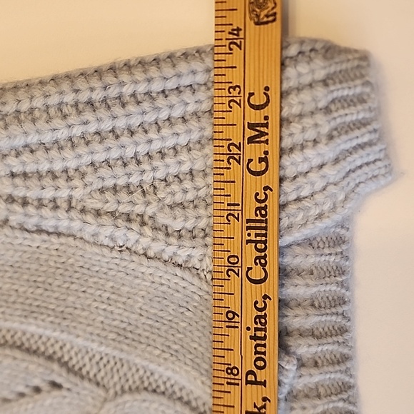 ANTHROPOLOGIE SWEATER RAMONA NWT BLUE V-neck Pullover Cable 7%Angora Knit - Picture 8 of 9